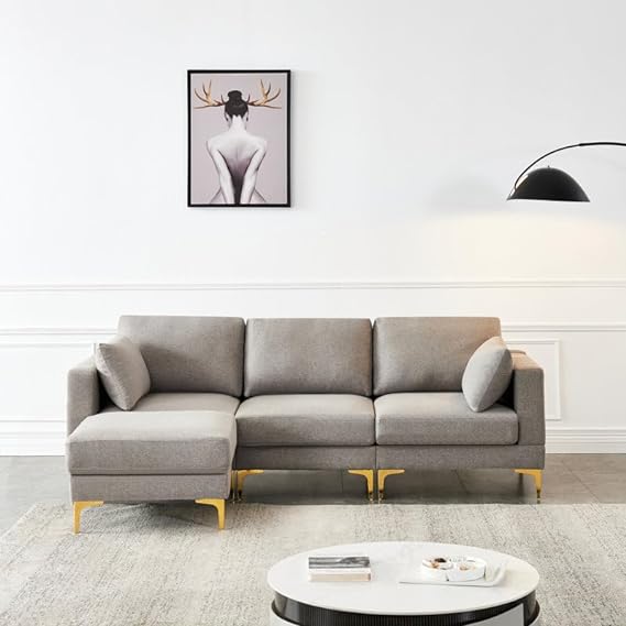 Briana 3 Seater Fabric Sofa with Ottoman - Torque India